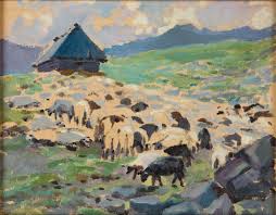 Michał Stańko - Wypas owiec, 1923 r. | Malarstwo, Ilustracje, Aukcja